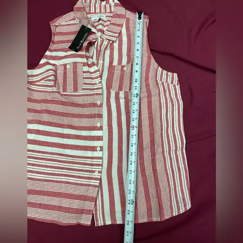 kim rogers Red and White Striped Button Down Shirt