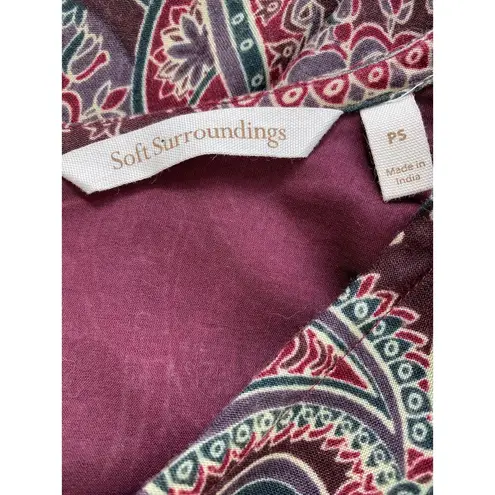 Soft Surroundings Aideen Maxi Dress Sz SP Mixed Print Paisley V-Neck Cottagecore