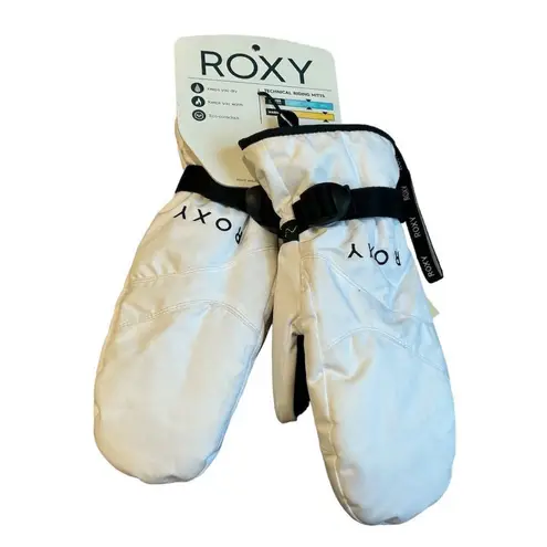 Roxy  Jetty Insulated Mittens White M Waterproof Ski Snowboard Winter Warm