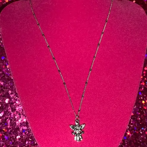 Boutique Sterling Silver 925 Angel Harp Sparkle Necklace Religion Jewelry Catholic Church