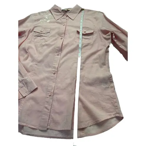 Stetson Pink Long Sleeve Floral Embroidery Button-up Shirt Medium, Equestrian - Image 6