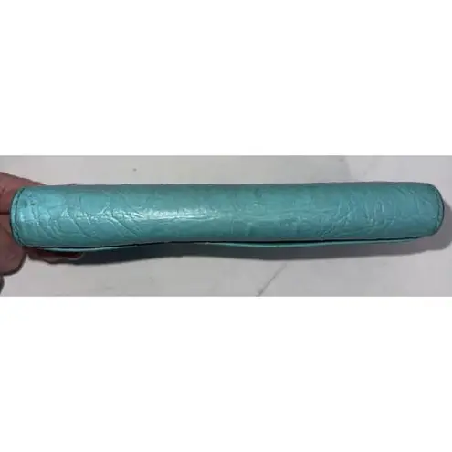 Kate Spade Teal Leather Minimalist Old Money Classic Folding Wallet Clutch Purse Blue