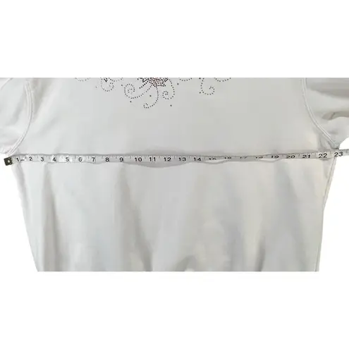Morning Sun Top Stitch Y2K Sweatshirt Petite M Beaded Fall Leaves Granny Cottage White Size undefined