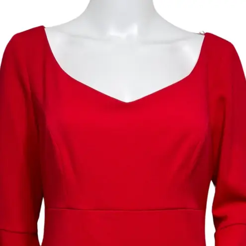 Alex Evenings Dress Women 8 Red Sheath Dress Bell Sleeve Business Party Cocktail