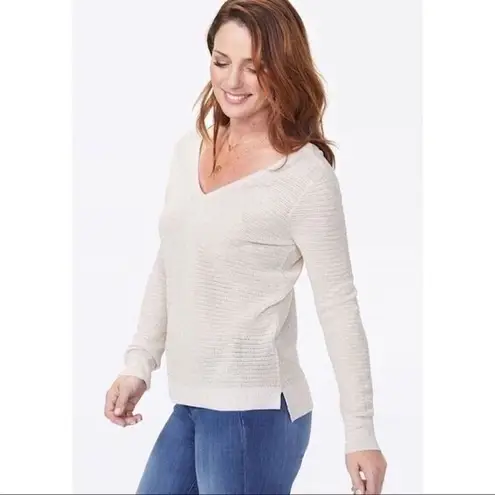 NYDJ Lurex Double V-Neck Sweater Size Small