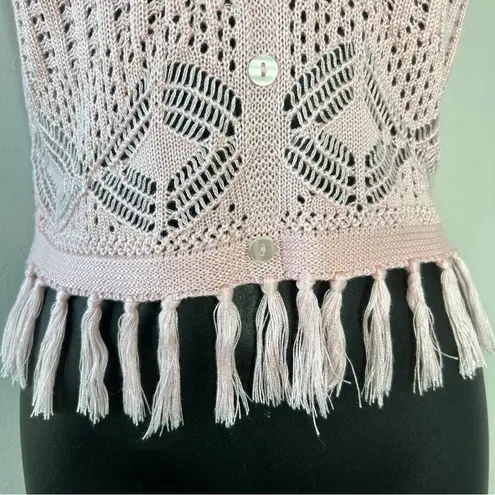 Crave fame Crochet Fringe Crop Top Womens Size Large Boho Kawaii Pastel Festival