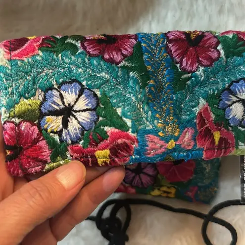 Unique Batik Floral Embroidered Crossbody Bag Green