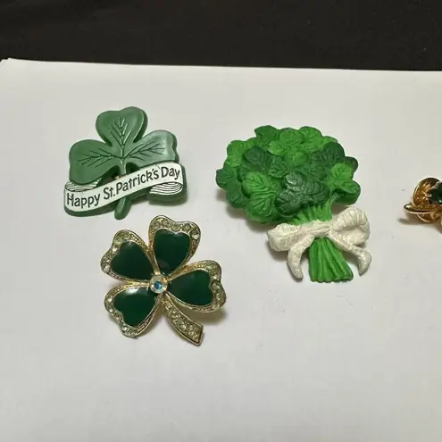 Lot Of 4 Green Clover Brooch / Lapel Pins St Patrick’s Day