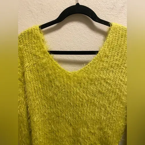 Miroh Lime Green Eyelash Twist Back Sweater. Size L