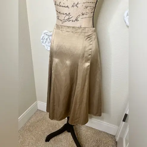 Banana Republic Linen Metallic Gold/Tan A-Line Fit & Flare Skirt Sz 10