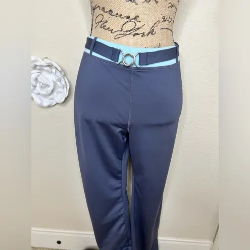 Danskin Now Belted Athletic/Workout Pants in Gray/Light Blue Size L 12/14 Gray Size L