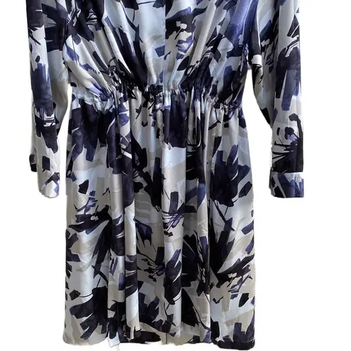 Nic+Zoe Inky Flowers Satin Crepe Single-Button Long Jacket, Adjustable Waist