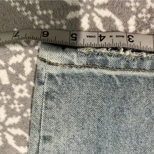 We Wore What The Danielle Crystal Straight High Waist Jeans In Blue Button Fly 27