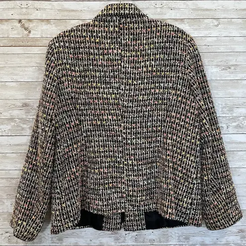 Vintage Sag Harbor Womens 18 Blazer Tweed Pastel Confetti Jacket Full Zip Black