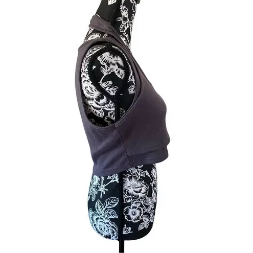 Cider Wide Strap Cropped Tank Top Sporty Workout Athletic Casual Everyday Gray Size XL