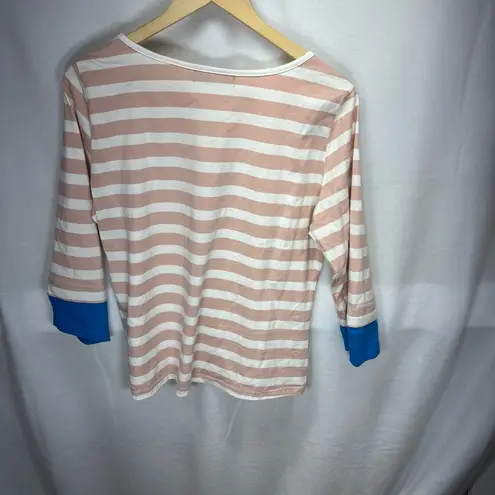 Allegra K Pink Relaxed Fit 3/4 Sleeve Tee