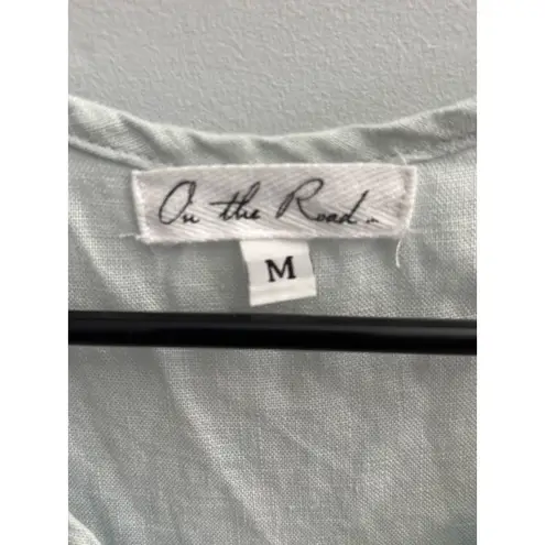 On The Road  Womens Light Blue Linen Blend Sleeveless Drawstring Jumpsuit M - Image 3