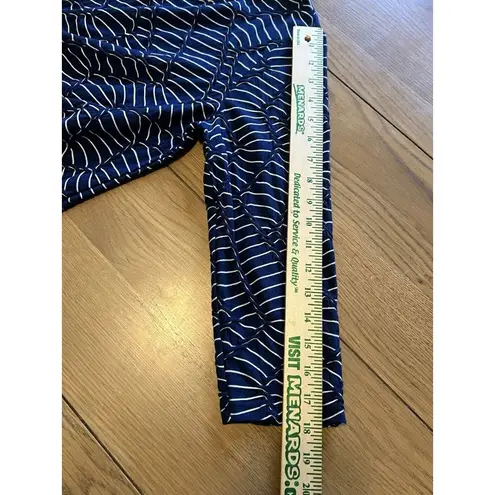 Chico's  Zenergy Tunic Top Size 1 Blue White‎ Striped Shark Bite Hem Pleated