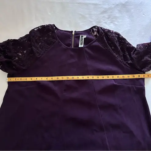 Julian Taylor | Plum Purple A-Line Dress 3/4 Length Lace Sleeves | Plus Sz 20W
