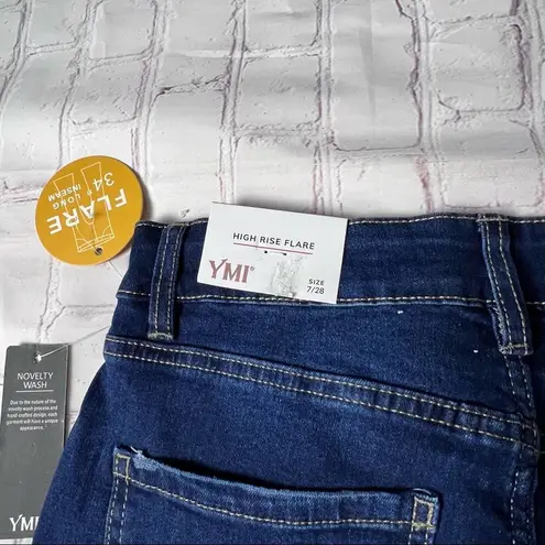 Ymi Womens Junior Style Blue Flare Leg Denim Sz 7/28 NWT