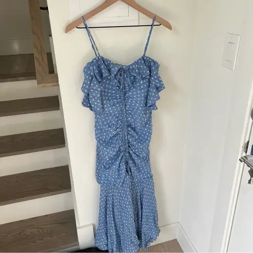 NWT JONATHAN SIMKHAI Silk Naomi Polka Dot Midi Dress Blue Size 4