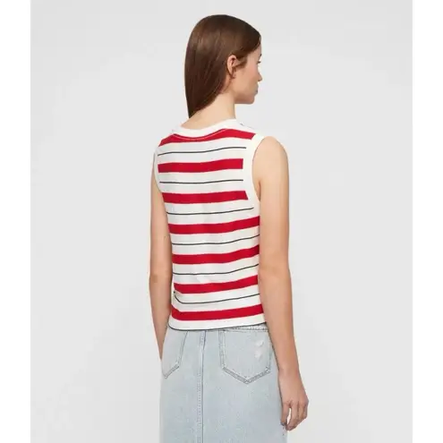 All Saints Imogen Stripe Red White Black Cotton Tank Top
