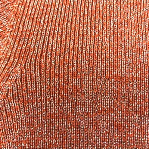 Joseph A . Silk/Metalic Cardigan Women L Orange Retro Classic Old Money Y2K NWT