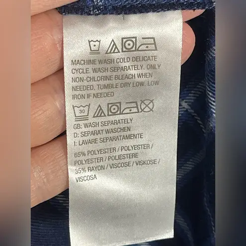 Peace Love World Women’s Plaid Button Front Long Sleeve Shacket Orange Blue Sz M