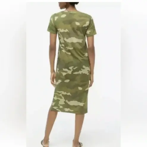 J.Crew  | Classic Chic Green Camo Pullover Midi T-Shirt Dress Cotton Size XS
