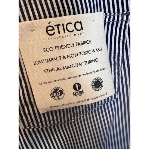 Ética Women’s Navy White Striped Straight Ankle Leg Jeans Size 5 (XL) Nautical Blue