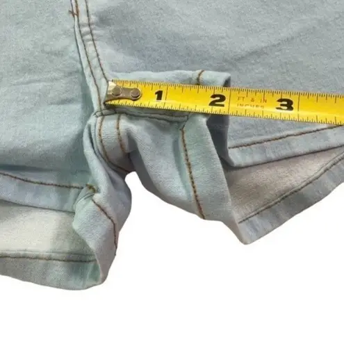 Aphrodite High Waisted Pale Wash Jean Shorts with Painted Flower