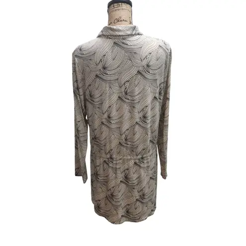 J.Jill  Wearever Collection‎ L Cream Black Print Stretch Knit Dress