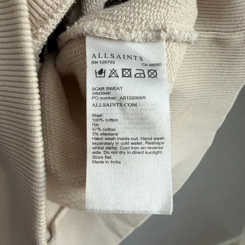 AllSaints Scar Sweatshirt XS cut off neckline Animal Print Cotton Blend Pullover Tan