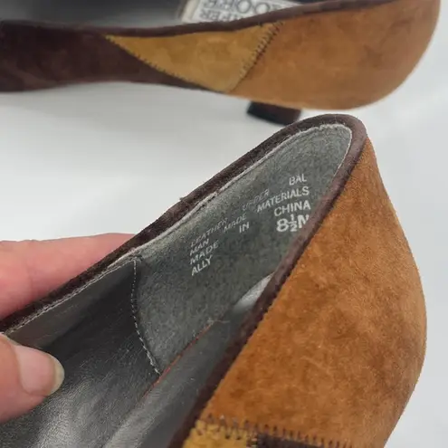 Jennifer Moore Vintage 90s Patchwork Suede Pumps Women Shoes 8.5N Brown Heritage