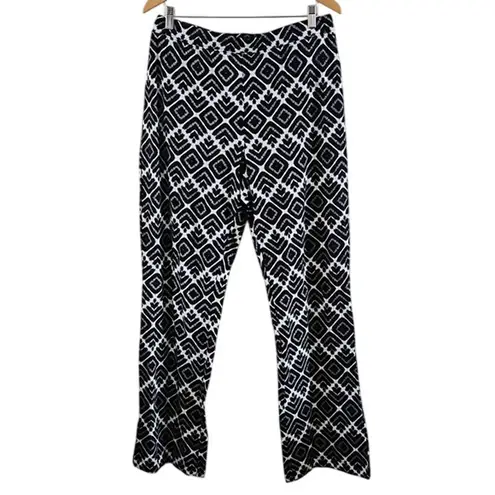 Denim & Co. Tall Printed Jersey Geometric Pattern Slim Leg Pant Black Size XLT