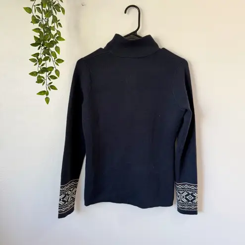 Meister Megan Jacquard Print Zip Neck Sweater Sz M Blue Size M