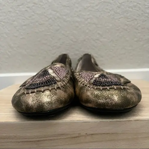 House of Harlow 1960 Marion Beaded Moccasin Flats 6.5