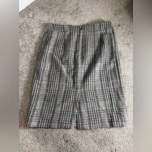 J . Crew The Pencil Skirt Size 2 Wool Blend Houndstooth Plaid Gray