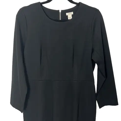 J.Crew  Dress Long Sleeve Zip-Up Ponte Sheath Black Women’s Size 8