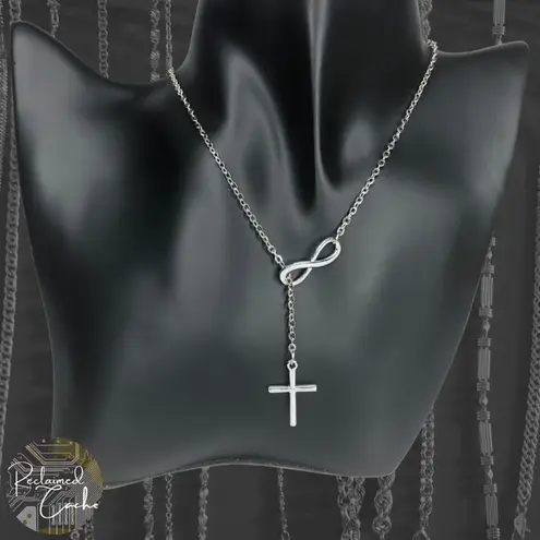 infinity Silver  and Cross Y Necklace