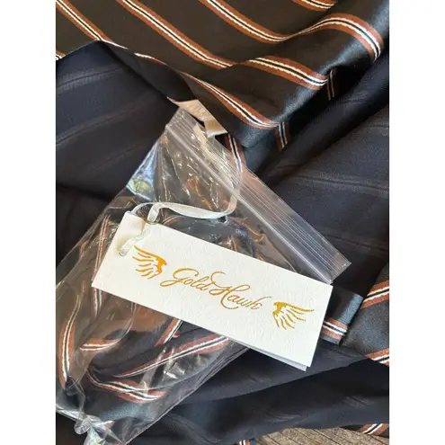 GOLD HAWK Stripe Silk Slip Dress Black Womens Size XS