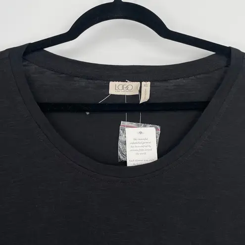 LOGO By Lori Goldstein Logo Lori Goldstein 3/4 Sleeve Black Babydoll Embelished Whimsigoth Tunic Top XS