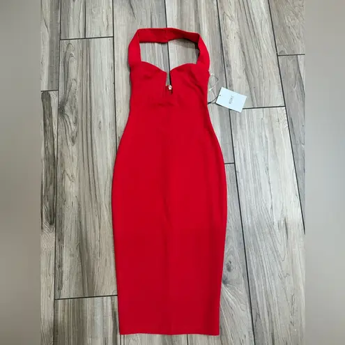 Nookie NWT Destiny Halter Midi Dress in Red Sz XS $250
