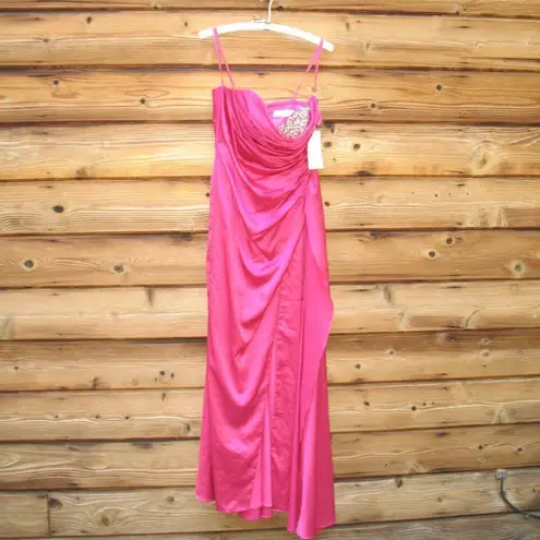 Mac Duggal Pink 2211 STRAPLESS EMBELLISHED SWEETHEART NECKLINE SATIN GOWN