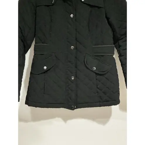 Laundry by Design Womans Black Small Quilted Hooded Coat