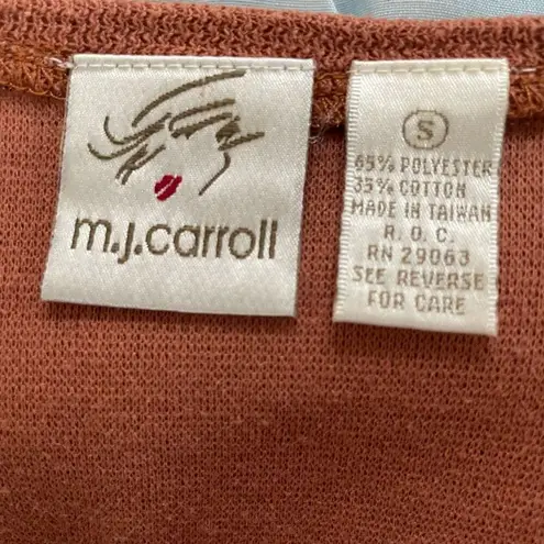 Vintage 90s MJ Carroll Terracotta Short Sleeve Button Front Shirt S Brown