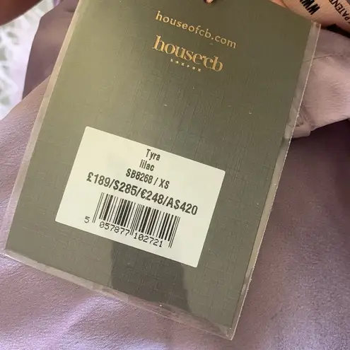 House Of CB  purple feather trim dress