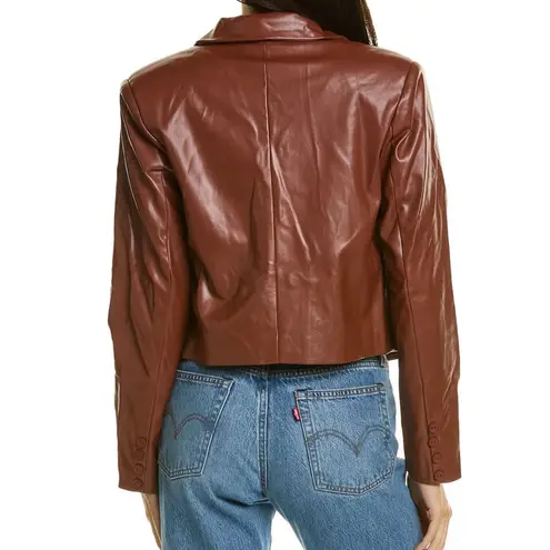 Area Stars New Faux Leather Double Breasted Cropped Jacket Brown Size Large