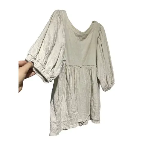 FP Beach Women's Top Blouse Ruffle Linen Blend Off White Casual Size Medium