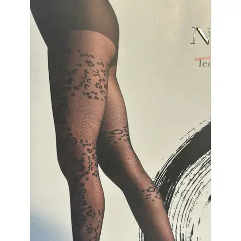 Natori Leopard Mix Sheer Tights Black Size L 2 pair